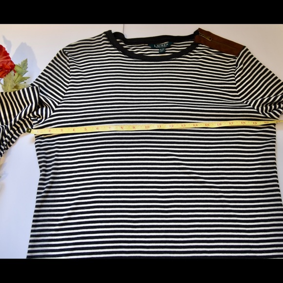 Ralph Lauren L/Sl  T Shirt with faux Leather elbows and collar detail size XL - Picture 5 of 7